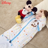 迪士尼婴儿睡袋 春秋薄款儿童纯棉成长防踢被夹棉宝宝可脱袖睡袋
