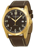 美国代购 Victorinox Infantry 机械棕色表盘皮革表带男士手表