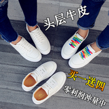 2016新款夏季韩版系带小白鞋子女真皮学生透气平底单鞋百搭板鞋潮