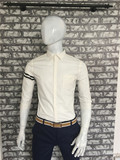 GR/GRSAGA男装2016夏装米白色修身时尚简约七分袖衬衫11623112260