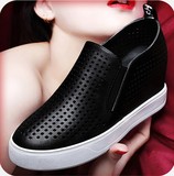 雅诗莱雅内增高运动鞋2016新款低帮女单鞋镂空透气休闲鞋坡跟鞋子