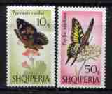 阿尔巴尼亚1966，蝴蝶 2枚新 贴票 10q软折