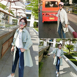 2016韩版春季女装新款学院风百搭中长款宽松大码纯色工装风衣外套
