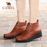 Camel/骆驼女靴  时尚休闲短靴 牛皮坡跟舒适女鞋