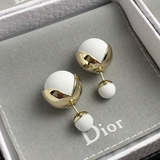 香港专柜正品代购 迪奥 黑色白色大小磨砂花苞珍珠两用耳钉/耳环