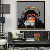 现代简约黑白创意手绘动物油画家居客厅卧室无框装饰画电表箱挂画
