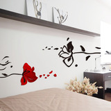 创意花朵中国风水墨画墙贴玄关卧室客厅亚克力墙贴画3d立体墙贴纸