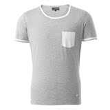正品折扣EA阿玛尼Armani灰色拼接白色胶质纯棉男士短袖T恤包邮