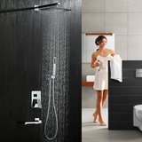 暗装淋浴花洒入墙式全铜冷热水龙头喷头浴室大淋浴龙头三联淋浴器