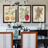 美式乡村装饰画客厅沙发背景墙三联挂画花鸟墙画水果植物餐厅壁画