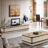 白色大理石电视柜组合钢化玻璃茶几简约现代大小户型客厅北欧地柜