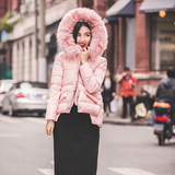 2015冬季新款韩版短款修身羽绒服外套女长袖棉衣服带帽百搭潮