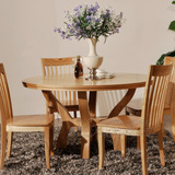 实木餐桌 圆形餐桌 高端进口实木餐桌椅组合 水曲柳餐桌一桌六椅