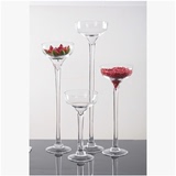 高脚酒杯形 玻璃花瓶 透明 婚庆餐桌花瓶 餐桌摆件 欧式 结婚花瓶