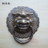 中式铸纯铜门钹复古仿古装饰大门兽头门环拉手狮子头麒麟门神把手