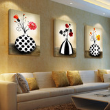 客厅装饰画沙发背景墙无框画现代餐厅欧式壁画美式三联挂画花瓶