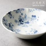 蓝莲花家居 大碗大波斯菊蓝色日本进口釉下彩樱花沙拉碗面碗汤碗
