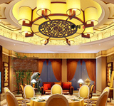 中式古典羊皮圆形实木客厅灯仿古吸顶灯多头 餐厅卧室灯具中国风