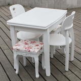 白色实木餐桌可伸缩折叠小户型餐台多功能田园小餐桌椅组合小桌子
