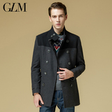 GLM 新款冬季毛呢 商务时尚休闲拼接立领青年男士毛呢大衣外套