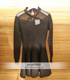 CR/卡洛琳 2015冬款专柜正品代购高领网纱拼接针织连衣裙H6603018