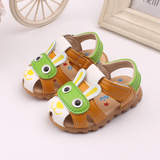 夏季新款儿童0-1-2岁凉鞋 带闪灯韩版宝宝鞋鱼嘴男童婴儿学步凉鞋
