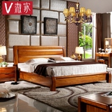 胡桃木床中式婚床实木床简约1.5米双人床1.8米储物床单体床超榆木