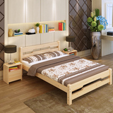 实木床白色双人床简约成人床单人床宜家松木儿童床 1.2 1.5 1.8米