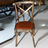 复古铁艺做旧皮椅子座椅靠背坐椅休闲户外阳台酒吧咖啡厅工业椅子