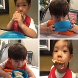 Galaxy婴幼儿宝宝卡通硅胶餐垫折叠防水围嘴吃饭围兜儿童分格餐盘