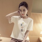 2016夏季韩版新款 可爱卡通牛奶妹超萌短装学生装女式上衣短袖t恤