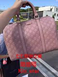 意大利代购正品2015古驰/奇/Gucci女包真皮手提包粉色桶包枕头包