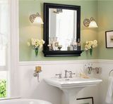 美式浴室镜子带置物架 实木框卫生间防潮  欧式衣帽间化妆梳妆镜