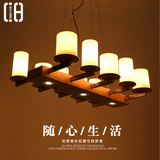 北欧创意实木长方形餐厅吊灯中式日式饭厅灯吧台咖啡厅LED艺术灯