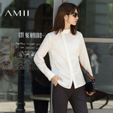 Amii衬衫女长袖 2016春秋新款小立领原创设计 宽松斜门襟时尚衬衣