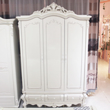 包邮欧式三门衣柜珠光烤漆描金白色简约现代卧室家具组合衣橱带抽