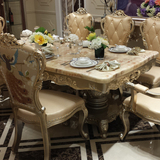 欧式大理石餐桌 1.9米长方形餐桌 美式客厅奢华餐桌椅组合 进口