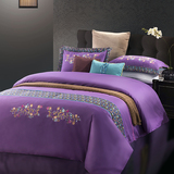 紫罗兰家纺纯棉四件套全棉刺绣花1.8m床上用品套件民族风床单被套