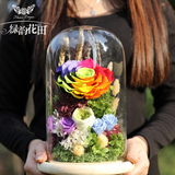 巨型玫瑰永生花玫瑰礼盒玻璃罩送女友爱人生日创意礼物深圳花店送