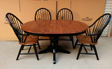 美式全实木餐桌乡村原木折叠桌可伸缩橡木圆桌餐桌饭桌家具地中海