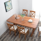 全实木餐桌椅组合6人北欧长方形书桌会议桌复古原木loft咖啡长桌