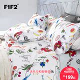 送毛巾F1F2家纺 纯棉床上四件套全棉夏季床品床单床笠被套 多多