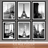 艾埃菲尔铁塔黑白摄影法国巴黎风景西餐咖啡厅客厅装饰画墙壁挂画