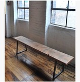 实木家具原木复古铁艺餐椅 美式乡村LOFT风格 长凳子 坐凳换鞋凳