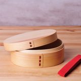 若素生活 日式原木质带盖饭盒 午餐寿司便当盒点心干果盒创意餐具