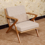单人休闲沙发家具餐椅咖啡椅实木布艺软包扶手日式小户型简约家具