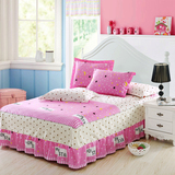 家纺床上用品 定制单件纯棉床裙全棉床罩粉色hello kitty防滑床单