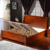 实木床1.8现代简约橡木成人木床双人床1.5米木头床高箱储物床家具