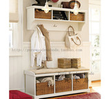 美式实木衣帽柜订做实木换鞋凳柜现代简约鞋柜实木订做白色储物柜