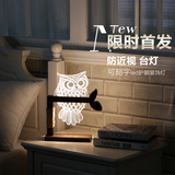 3D视觉台灯 创意个性床头灯实木底座 现代简约 LED小夜灯可调开关